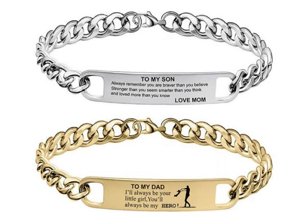Men's Bang bracelet TO MY DAD Father's Day gift TO MY SON engraved stainless steel yiwu accessories wholesale