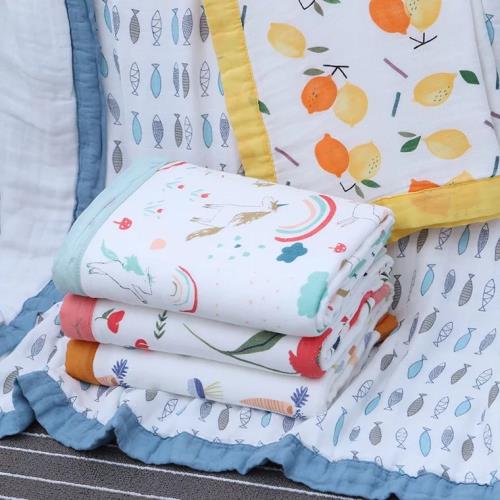 Extra Large Muslin Baby Blankets Breathable Bamboo Cotton Seersucker