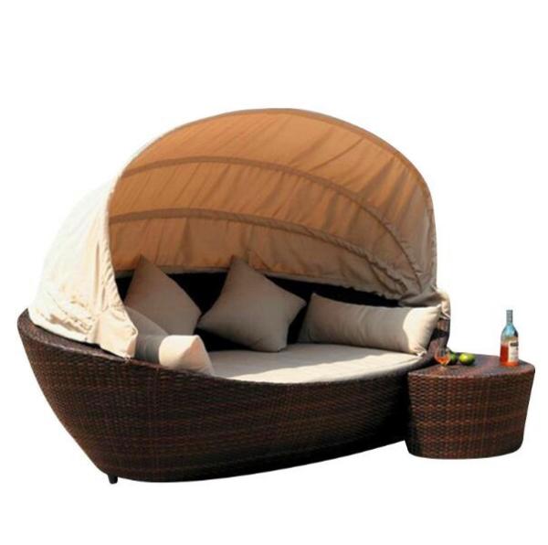 Outdoor recliner garden PE rattan sofa outdoor beach recliner balcony swimming pool lazy bed outdoor large round bed