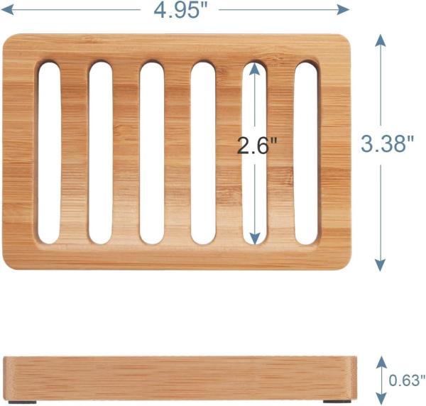 Eco Friendly Natural Wooden Soap Storage Rack Bamboo Wood Soap Dish Holder for Bathroom