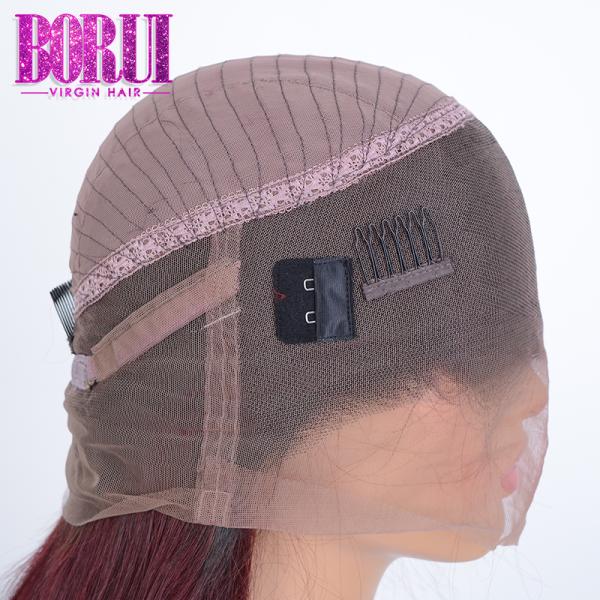 Long Straight 99j Color Virgin Hair Lace Frontal Wig