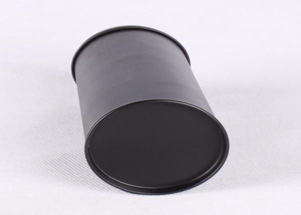 YT1188 Round Cylinder Plain Black Metal Tea Containers Safe Packaging Custom