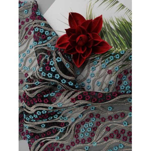 49 дюймов покрасил флористическую роскошную ткань шнурка 3D для женских платьев