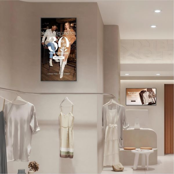 1920x1080 FHD Indoor Wall Mounted Digital Advertising Screen 43 - 86 Inch Commercial Display Board