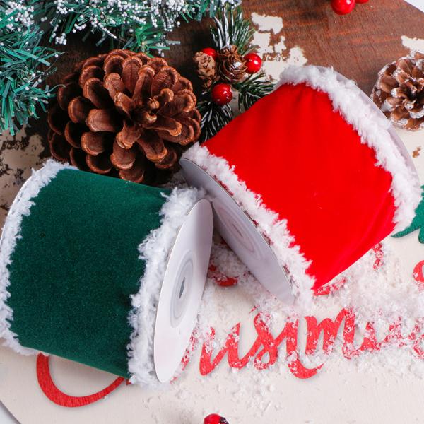 63MM Jute/Polyester Snow Burlap Ribbons for Gift MSD White Fringe Wired Christmas