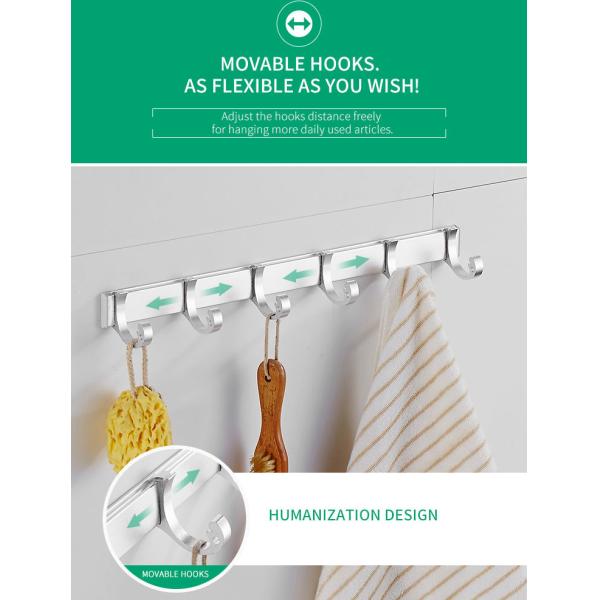 Aluminium Oxidation Finish Stainless Steel Robe Hooks For Coat Jacket Backpack