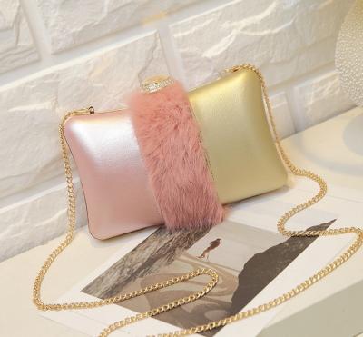 2016 new phone bag plush Night female fashion evening bag hit the color tide mini shoulder diagonal package