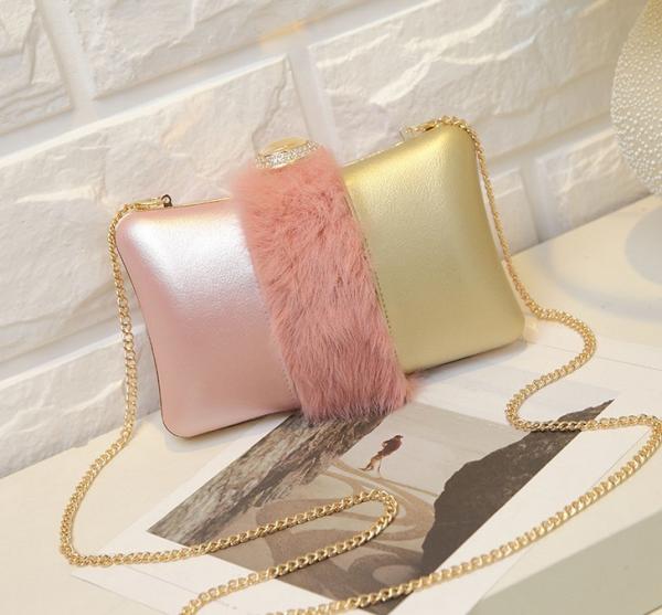 2016 new phone bag plush Night female fashion evening bag hit the color tide mini shoulder diagonal package