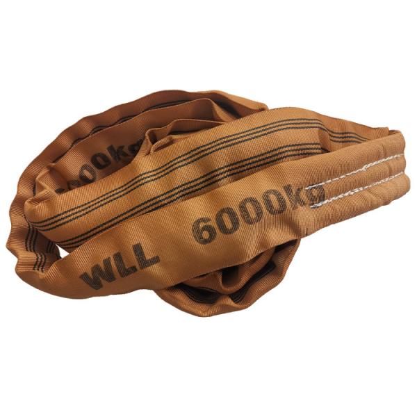 6T Brown Polyester Lifting Sling , Endless Style Industrial Lifting Slings round sling , High capacity Extreme Tensile Strength