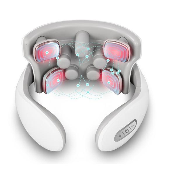 Four Head Neck And Shoulder Massager Machine Stretchable Vibration Warm ABS Silicone