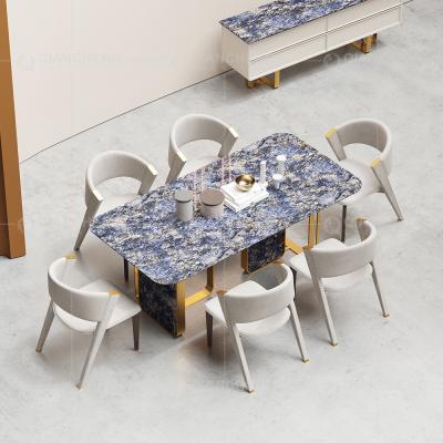 0.75CBM partes inferiores plásticas de mármore luxuosas modernas da mesa de jantar 86inchx40inchx30inch