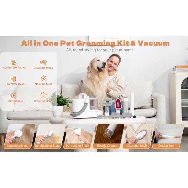 Customizable 300W Pet Grooming Vacuum Tool for Hair Shedding Trimmer Comb Accessories