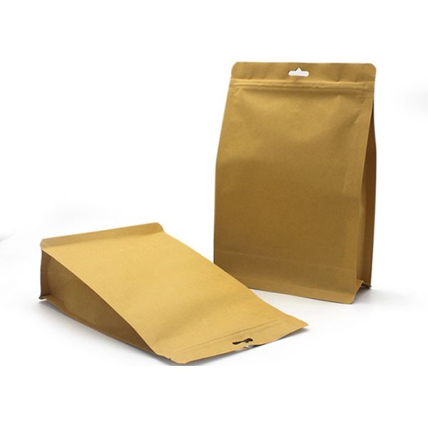 Aluminized Flat Bottom Kraft Paper Ziplock Bags For Tea Powder Packing