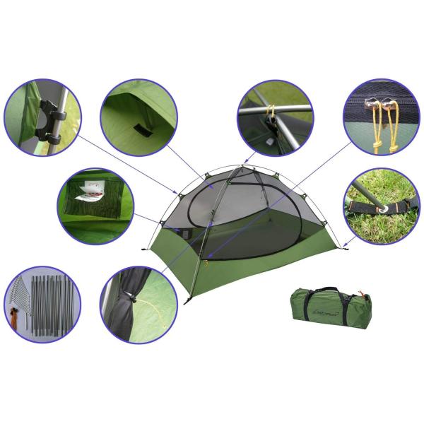 3 Season PU5000mm Ultralight Camping Tent For Family