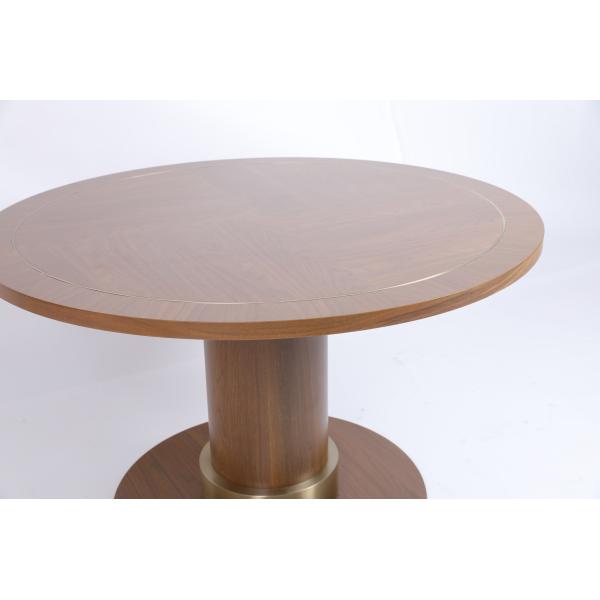 White Oak Veneer Metal Inlay Border Dining Table Pedestal Base With Metal Collar