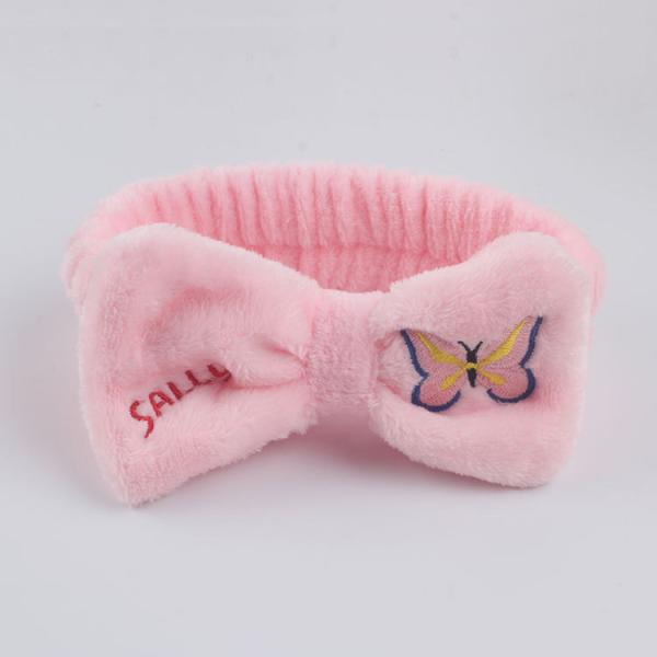 Pink  Red Black Wash Face Elastic Hair Band Cute Butterfly Bow Soft Makeup Headband