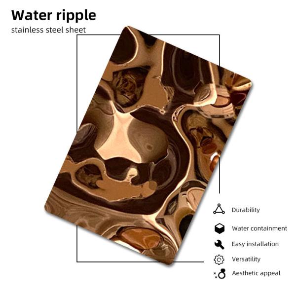 Golden Large Water Ripple Stainless Steel Sheet Decorative Wall Panel Wear Resistance
