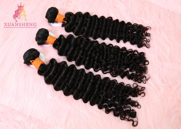 20 Inch Brazilian Human Hair Weave / Deep Wave Virgin Hair No Knots