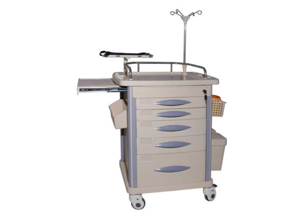 CE ISO Certified Medical Crash Cart Hospital Resuscitation Trolley With Five Drawers