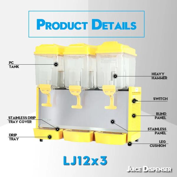 Желтый 12L распределитель холодных напитков распределитель соков из нержавеющей стали
