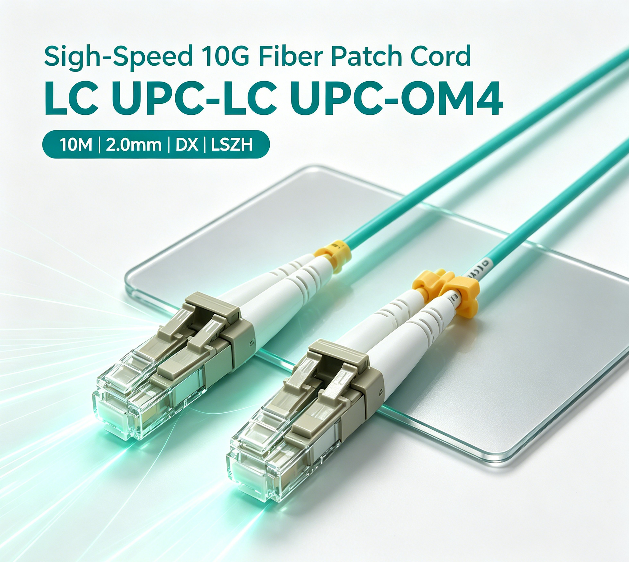 Ire Safety Low Insertion Loss Data Center Optical Patch Cable With 2.0mm Lszh Jacket & Double Lcupc Ends , Om4 Dx 10m