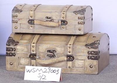 Hinged Lid Plywood Ivory L38 Wooden Trunk Box