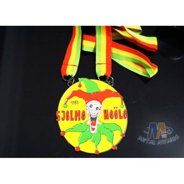 Die Casting Zinc Alloy Carnival Festival Metal Enamel Medals Filling Colors Custom Design With Ribbon