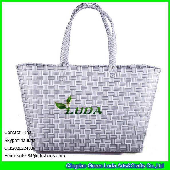 LUDA stylish straw beach tote bag big plastic pp strap straw tote bag