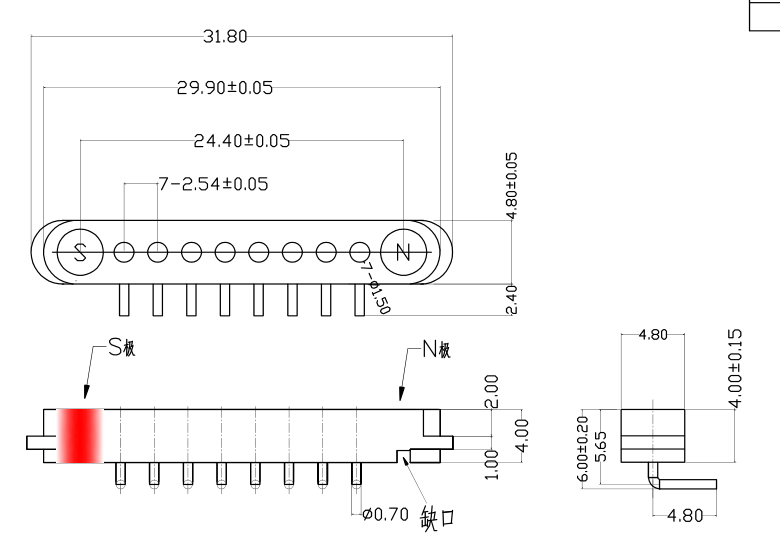 8pin right angle spring loaded magnetic pogo pin connector