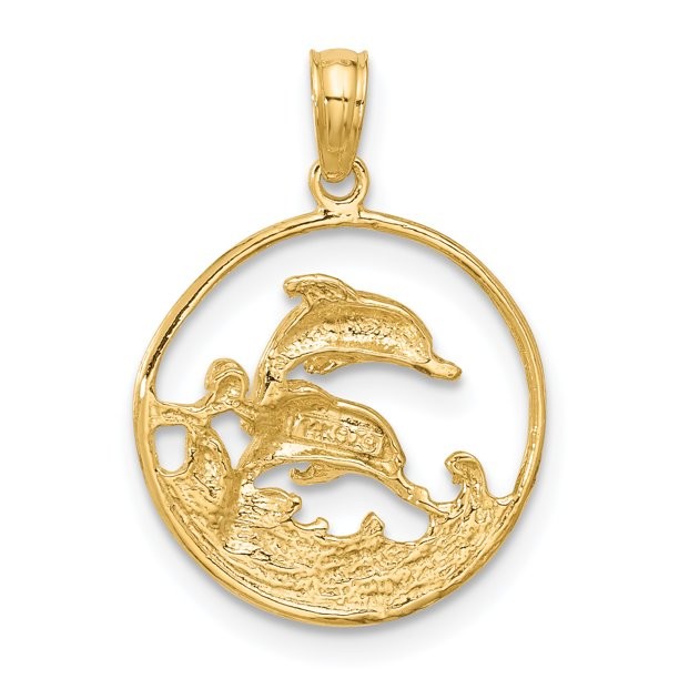 Карат в шарме круга дельфина двойника желтого золота каратов 14K привесном с ожерельем цепи веревочки легковеса желтого золота 10K