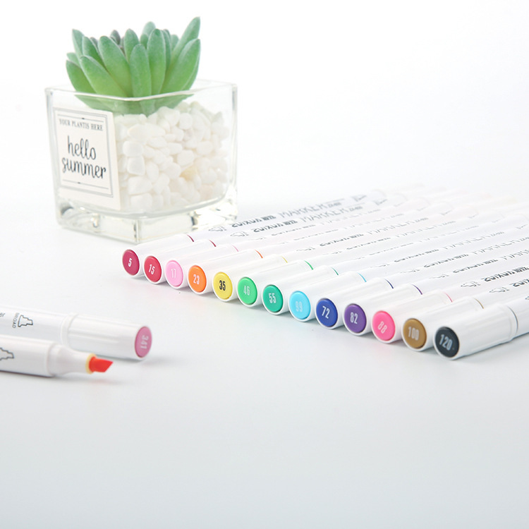 24 Colors Bright Color Oil Based Double Headed Markers Oem Children Marker