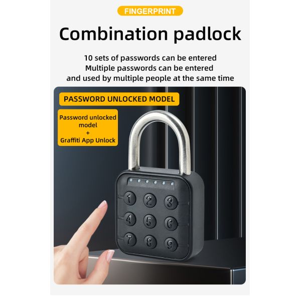 Security Electronic Combination Padlock Smart Fingerprint Padlock Home Waterproof TUYA Graffiti Bluetooth Lock Password