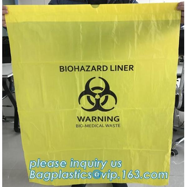 Customized HDPE t-shirt plastic garbage bags for medical disposal yellow biohazard medical waste bag, bagplastics, bagpa