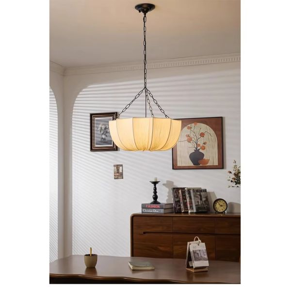 Living Dining Room Chandelier Lighting Wabi Sabi Retro Fabric Pendant Lights (WH-VP-308)