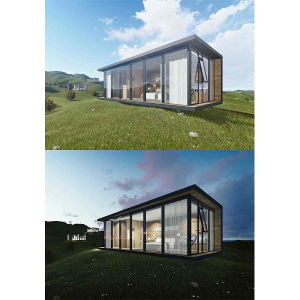Insulated Prefabricated Glass Sea View Room With One Bedroom Wooden Interior House