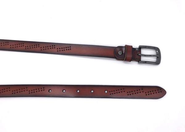 Fashion Women's Fashion Leather Belts With Brown Gradient Ramp Gunmetal Metal Color