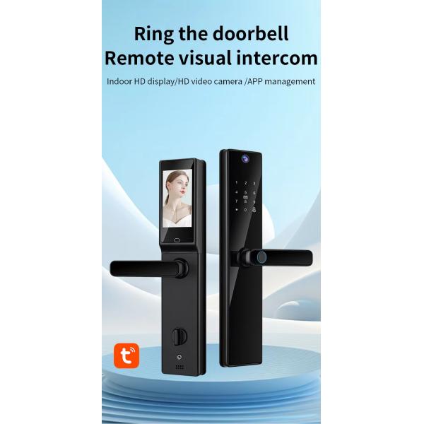 Qleung S819-2Max Smart Door Lock With Card Key Code Fingerprint Recognition Video Calling For Home Apartment For Wooden Door