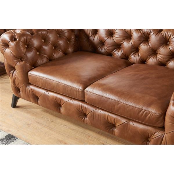 Light Luxury Europe Leather Chesterfield Sofa / Two Seater Leather Couch