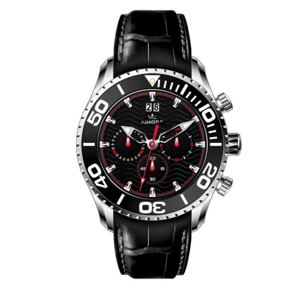 47.0MM Multifunction stainless steel case genuine leather band men's luxury wrist watches