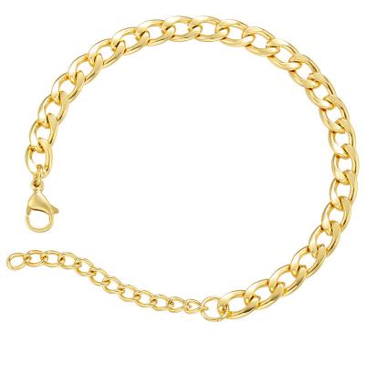 Bracelete de aço inoxidável contemporâneo chapeado ouro dos homens de corrente da relação do bracelete do cubano 18K