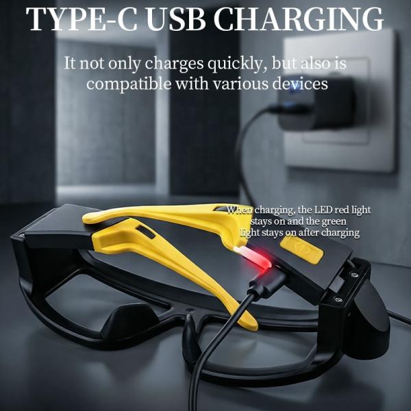 Multifunctional Glasses Light USB Charging Warning Compact Portable Hanging Ear Headlight Outdoor Hiking Lighting Headlight