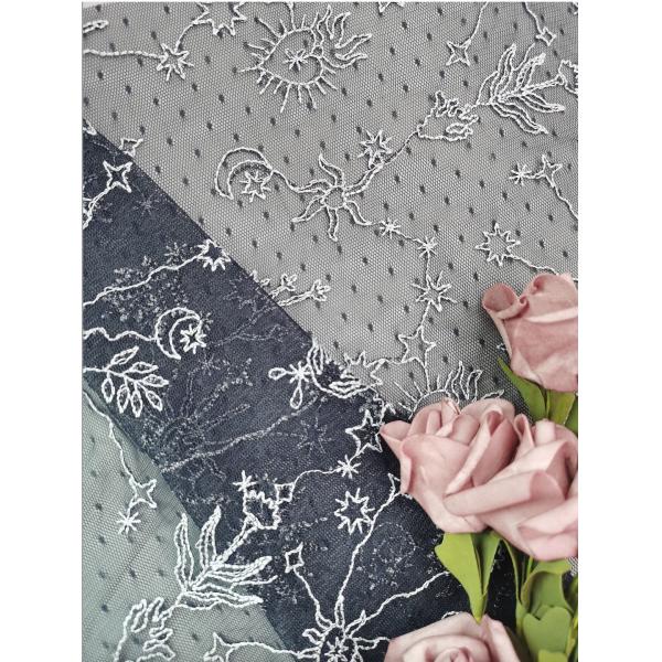 Dot Tulle Embroidered Polyester Lace Fabric Lace Trim For Wedding Veil
