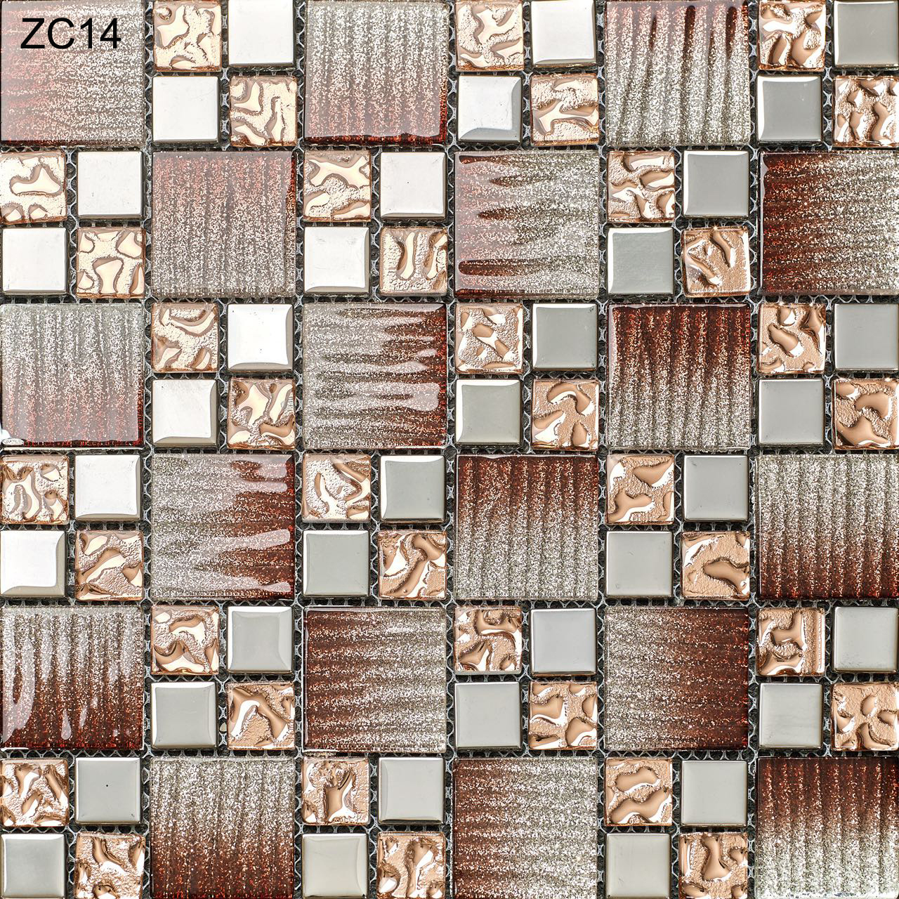 Stain-resistant and Decorative Bright Glass and Metal Wall Swimming Pool Mosaics For Renovation