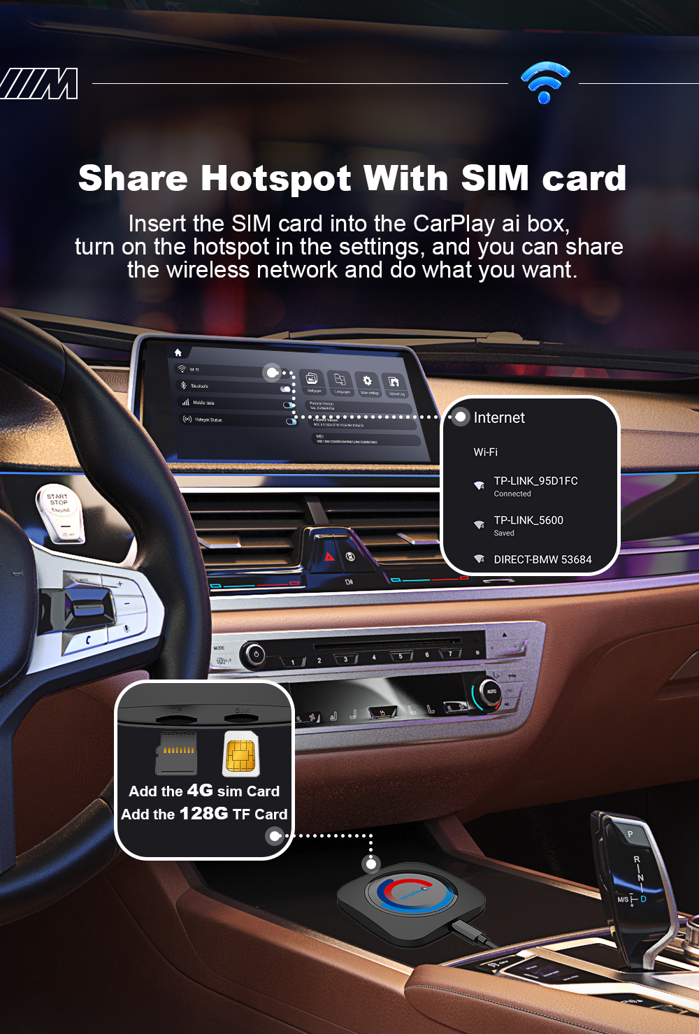 Carsmart BMW AI Box Carplay Adapter Android 13 Customized