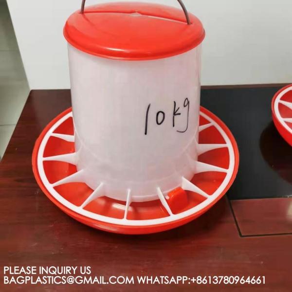 Plastic Poultry Feeder Pan Bucket Water Drinker Farm Equipment Auto 10kg Chicken Feeder