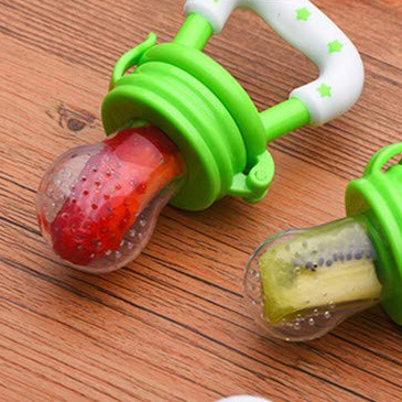 Baby Fresh Food Feeder 3 Pcs Fruit Silicone Nipple Teething Toy Reusable Aching Gums Pacifier Green