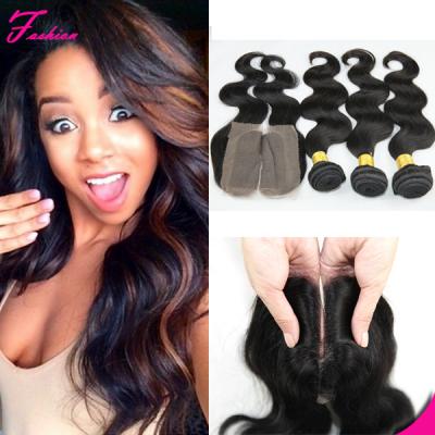 Indian Virgin human hair weaving with lace closure, natural color, 100gram/bundle