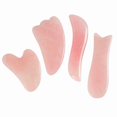 4 partes de Rose Quartz Jade Gua Sha