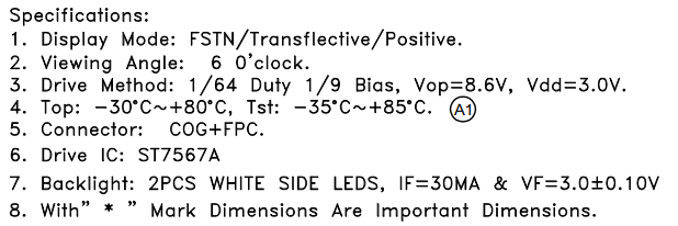 2.0 Inch 128x64 Resolution Dot Matrix LCD Module with ST7567A Driver for Industrial Control