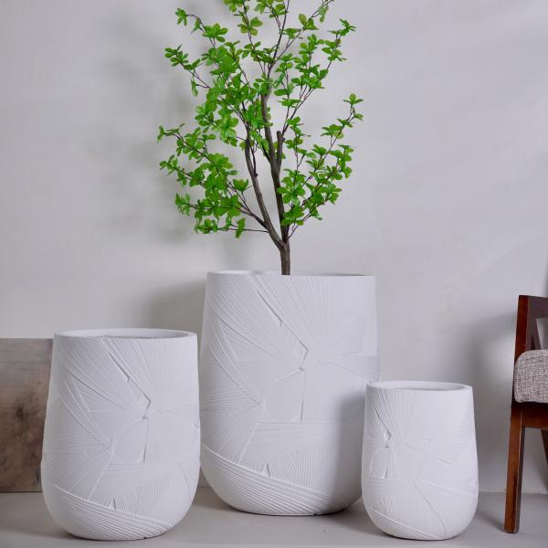 Handmade Glazed Fiber Clay Planter Pot Minimalist Indoor Desktop Design Cylinder Flowerpot For Plants With Box Packing